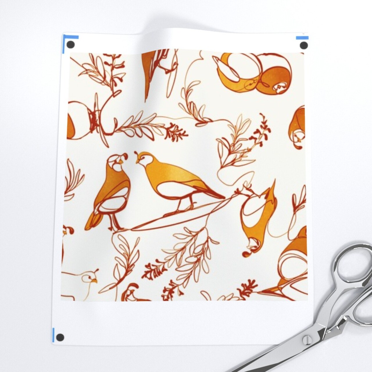 Line Quail Golden Browns Brown Nature Birds Gold Sage Ink Drawing Custom Printed Fabric by Spoonflower Various Fabrics by the Yard or Fat Quarter